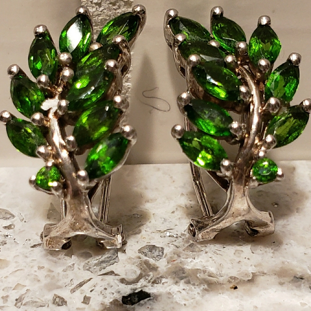 Chrome Diopside & Sterling Silver Earrings.